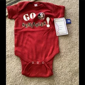 Seminoles Two Feet Ahead Onesie crimson 100% cotton NWT Go  Indian Logo.…